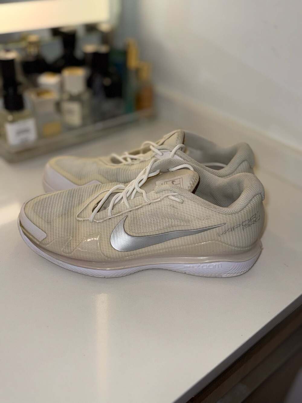 Nike Court Air Zoom Vapor Pro Tennis Shoes Pearl White Metallic Silver CZ0222